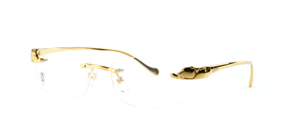 Wholesale Cheap Panthère de Cartier “Gold”Glasses Frames for Sale-026