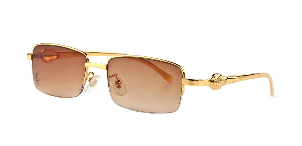Wholesale Cheap Panthere de Cartier Gold Half Rim Glasses for Sale-057